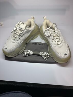 Balenciaga Triple S Sneakers in Off-White and Translucent Sole